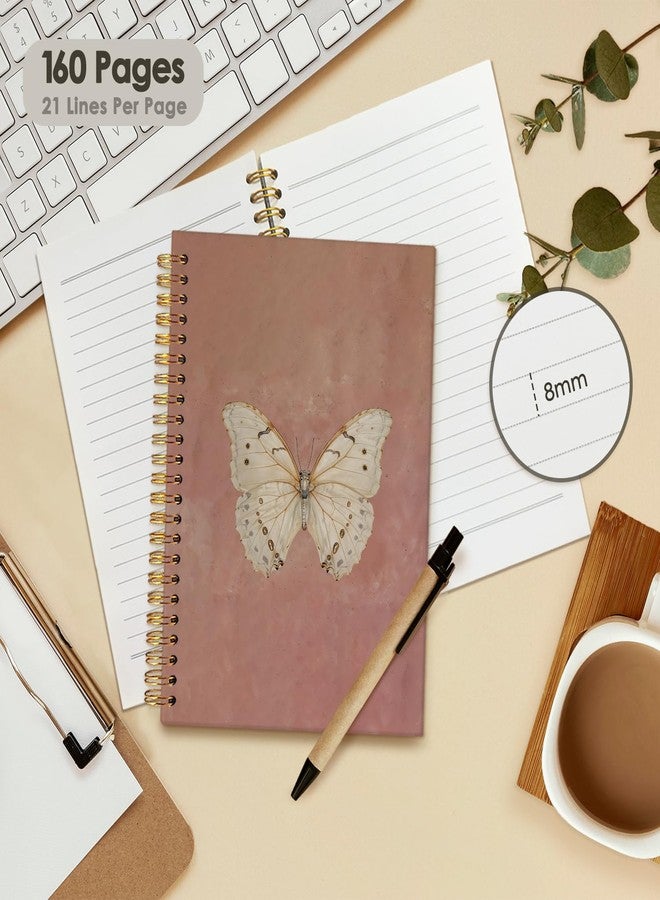 Wheatwin Butterfly Pink Notebook Journal, Vintage Pink Cute Butterfly Journal for Women, Preppy Gifts for Teen Girls, 5.5x8.3 Inch - Image 3